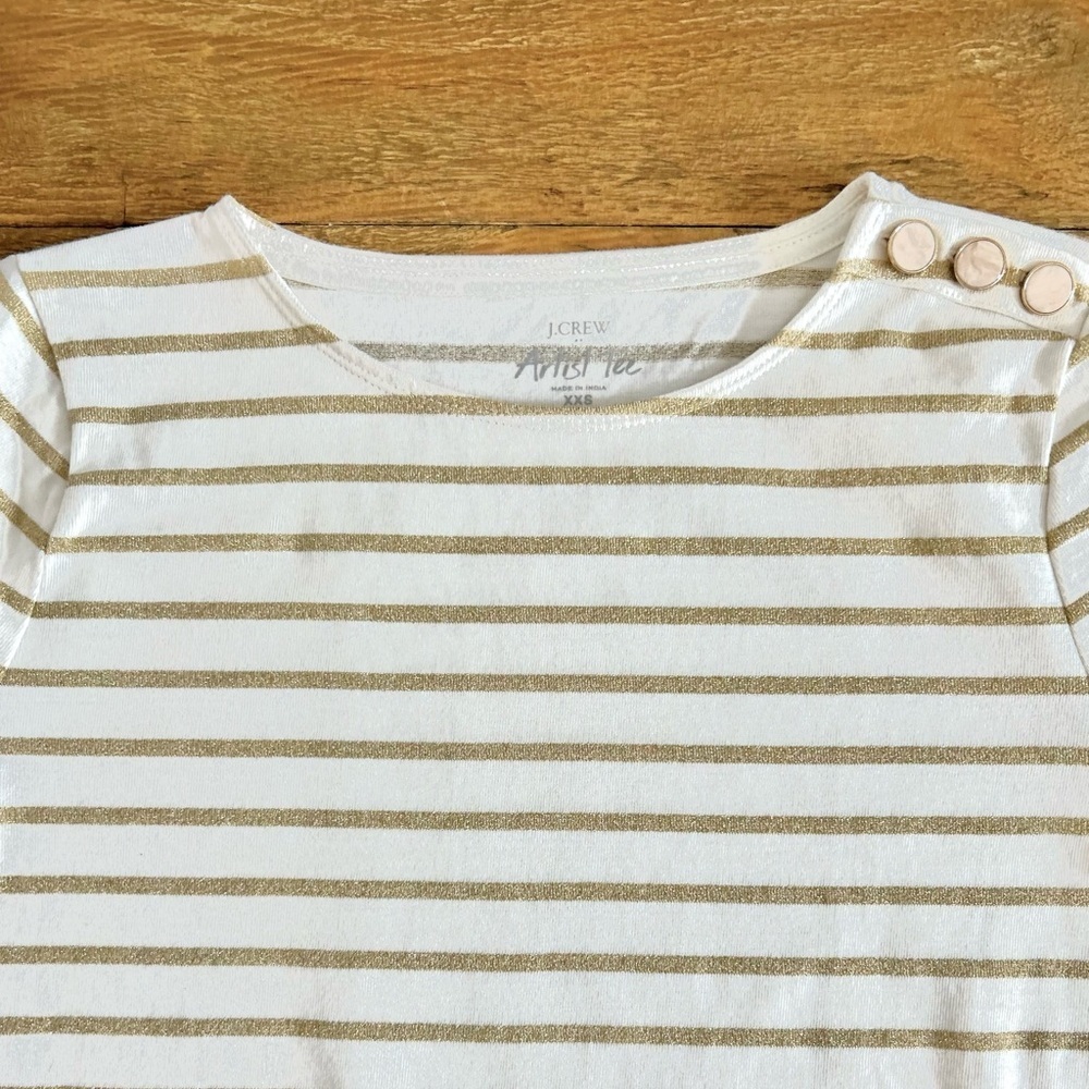 JCREW Artist Tee in Ivory and Gold stripes - Picture 10 of 10